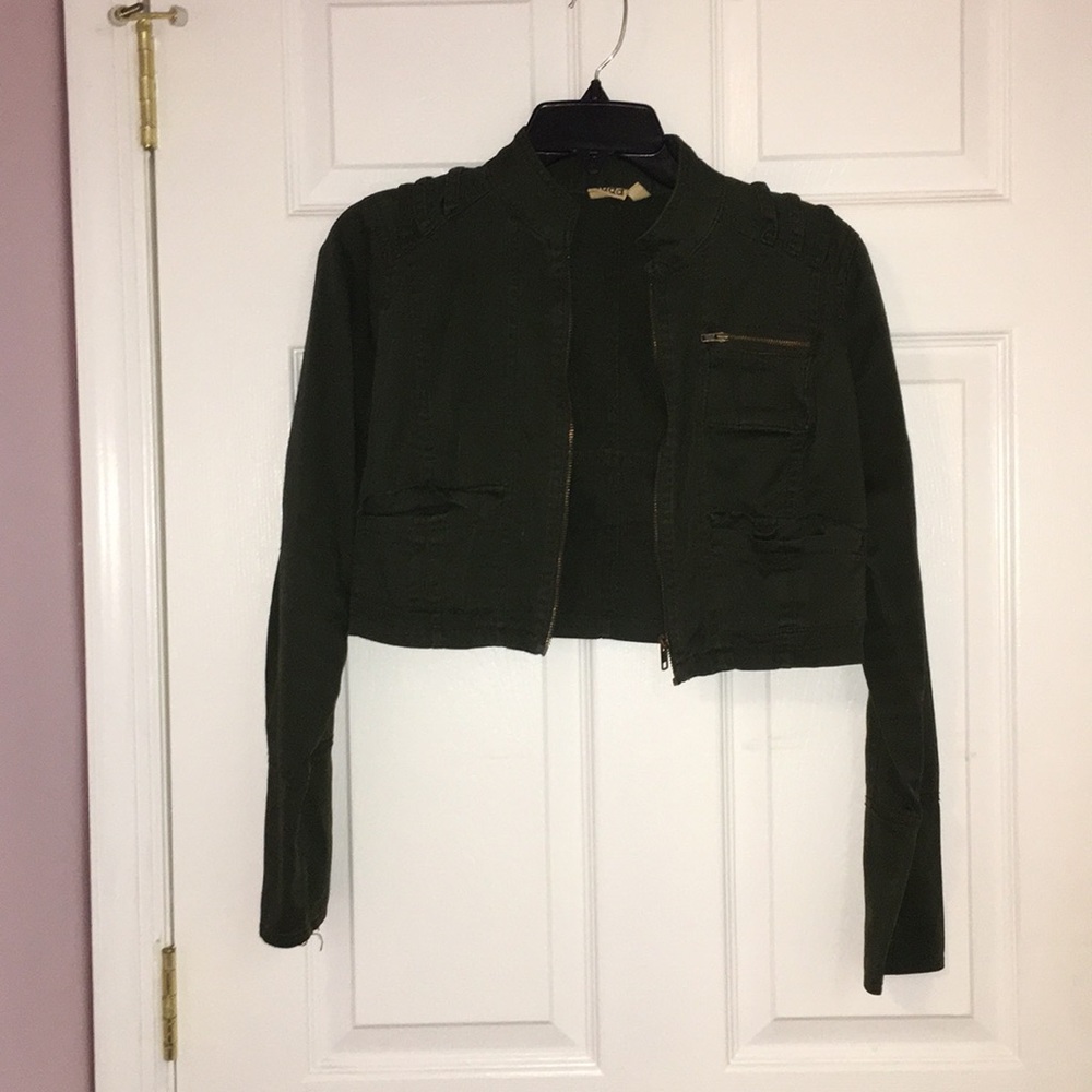 Cropped Army Green Jacket